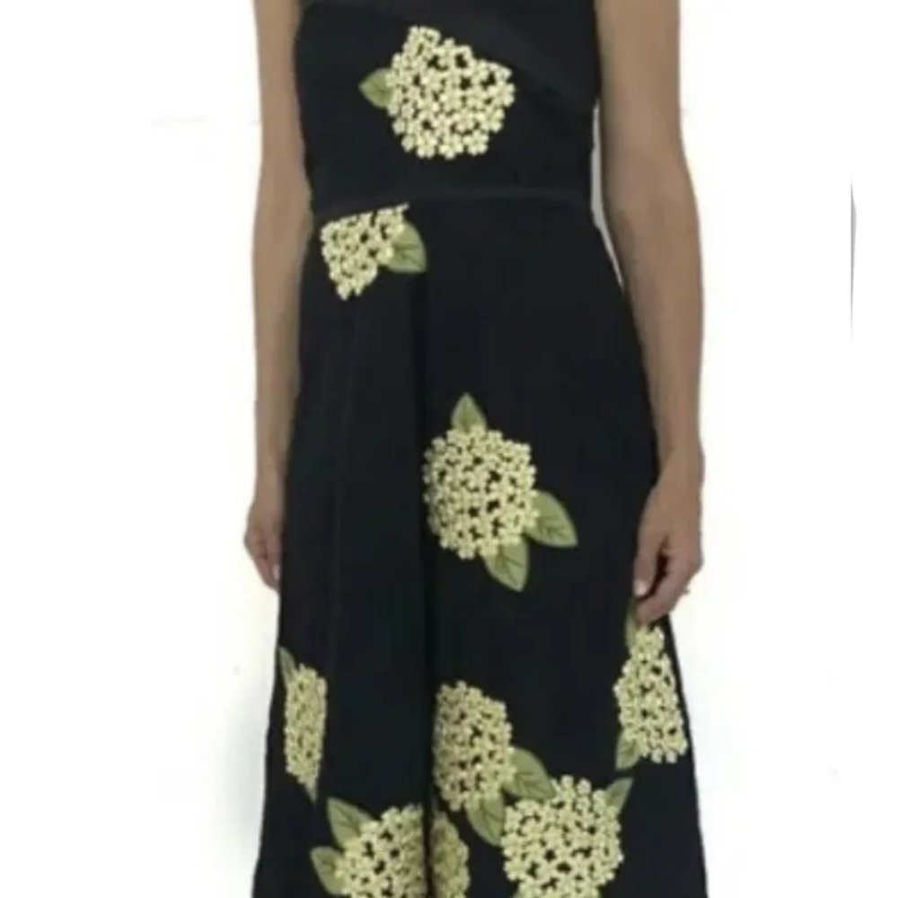 Anthropologie Odille Hydrangea Embroidered Midi Dress 4 S